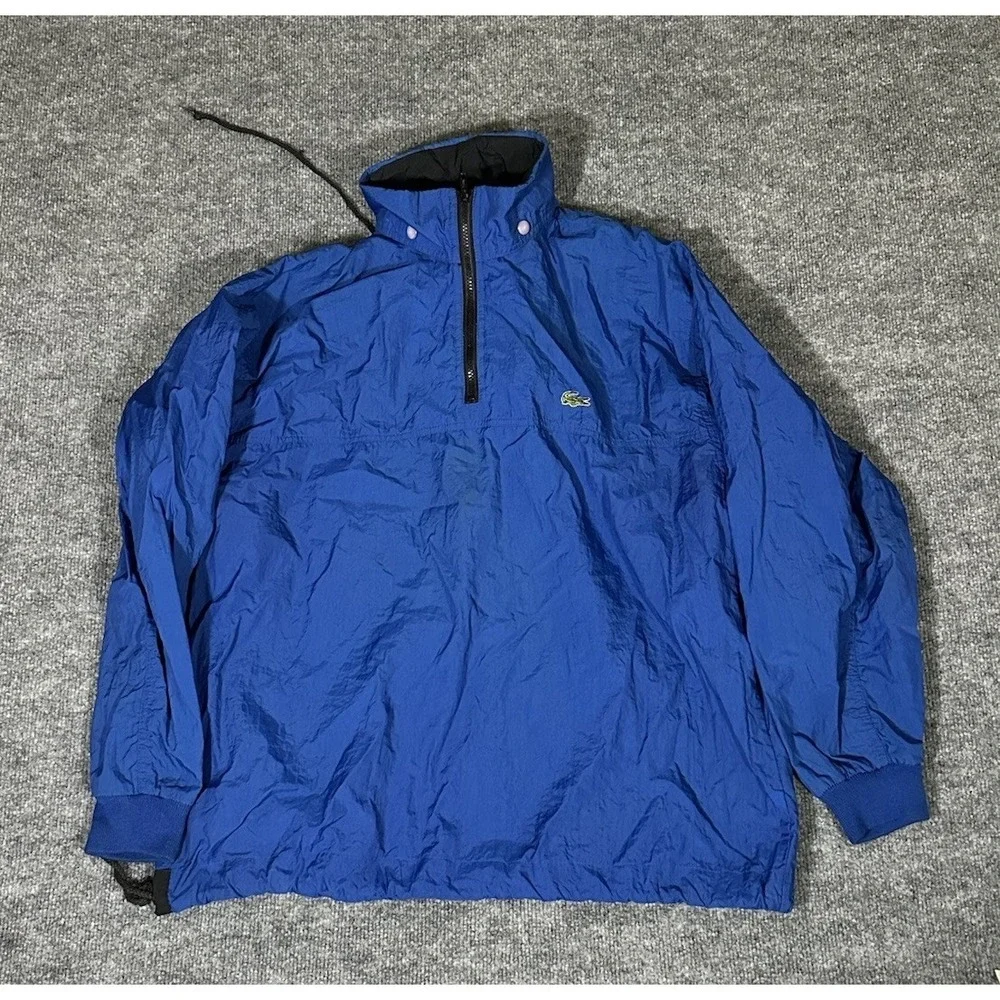VTG Lacoste Men's Small/Medium Blue Windbreaker Jacket Removable Hood  Nylon